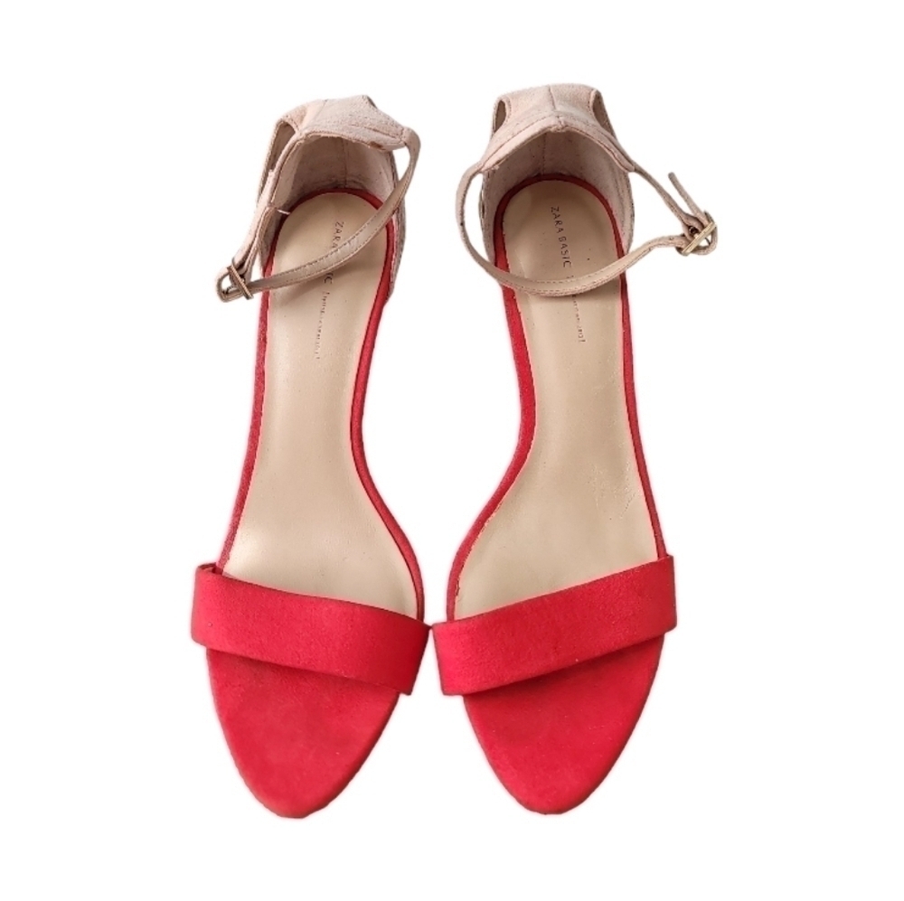 Zara Basic Orange Heel Sandal Size 8